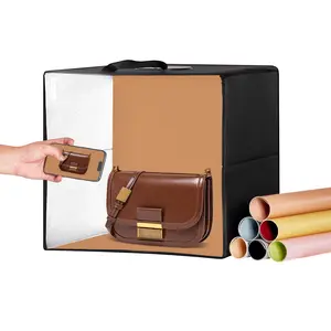 VEVOR Photo Studio Light Box,  12" x 12", 3000-5600K Adjustable 3 Color Temperatures Professional Shooting Tent Kit with 120 LED 6 Double-Sided Color Backdrops, High CRI ≥ 95 for Small Size Products Accessories Colorful