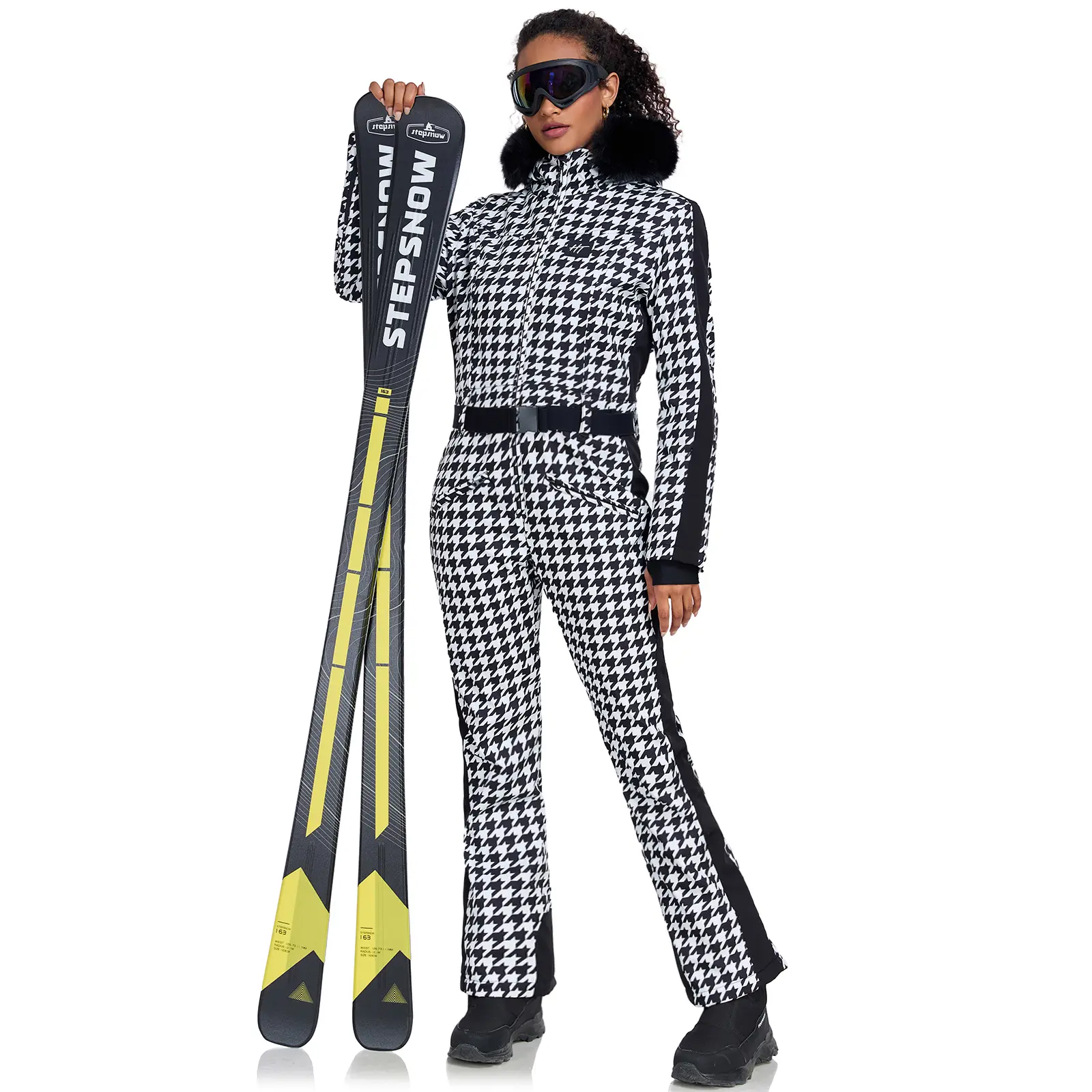 YEEFINE Women's Ski Suit One Piece Snowsuits Insulated Waterproof Windproof Slim Winter Outdoor Onesies Ski Jumpsuit