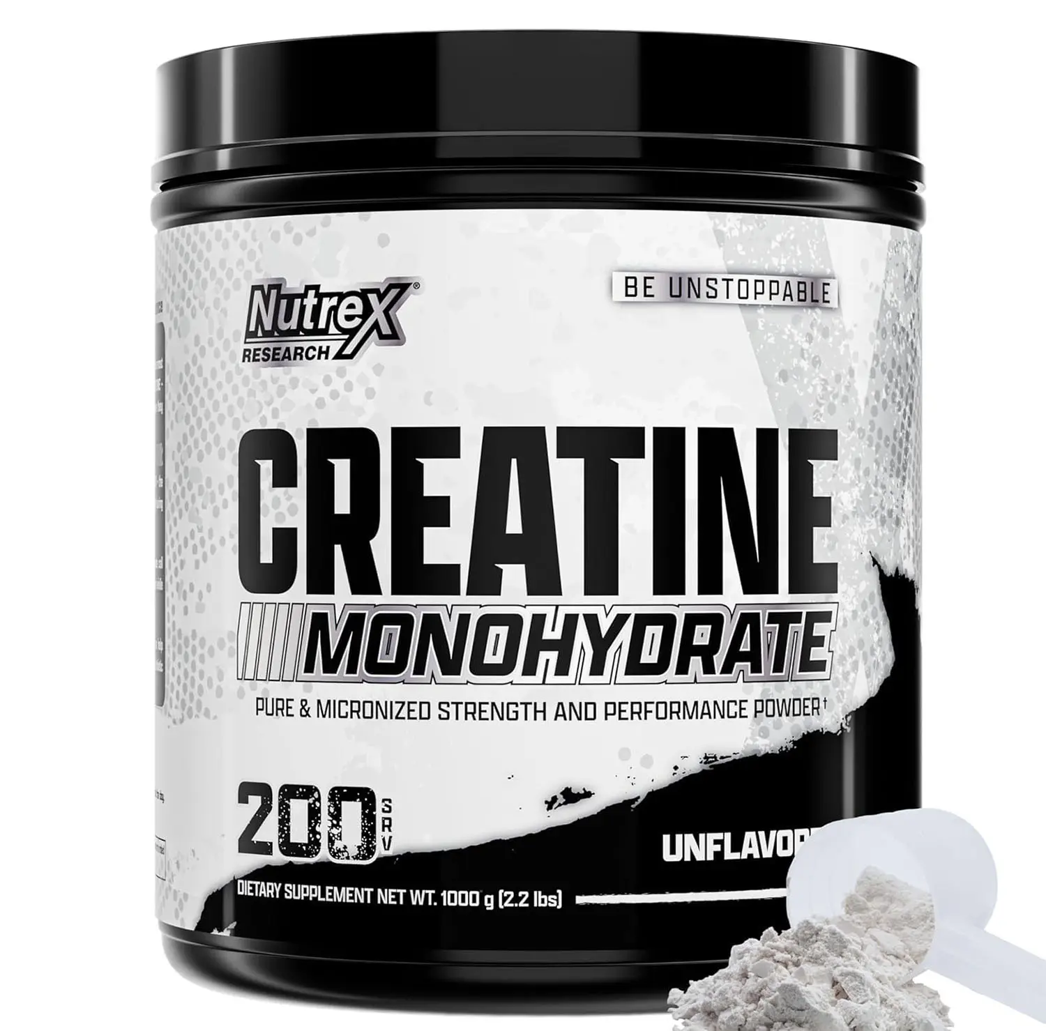 Nutrex Research Micronized Creatine Monohydrate Powder - 200 Servings (1KG) Pure, Unflavored Creatine Monohydrate Supplement for Muscle Gain, Strength and Performance, 5G Per Serv (2.2lbs)