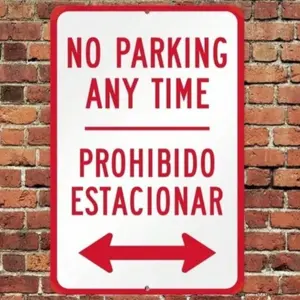 No Parking Prohibido Estacionar English Spanish Sign Signage Metal Aluminum 8"x12",room decor，halloween decor，home decor，bathroom decor，bedroom decor，kitchen decor，wall decor，house decor， room decoration stuff，living room decor