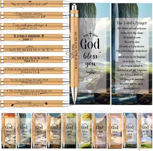 50 Set  Verse  Pens with Prayer Bookmarks Cards Christian Gifts Bulk Religious Church Black Ink Ballpoint Pens Inspirational Scripture Cards for Women Men VBS Student Christmas(Classic)