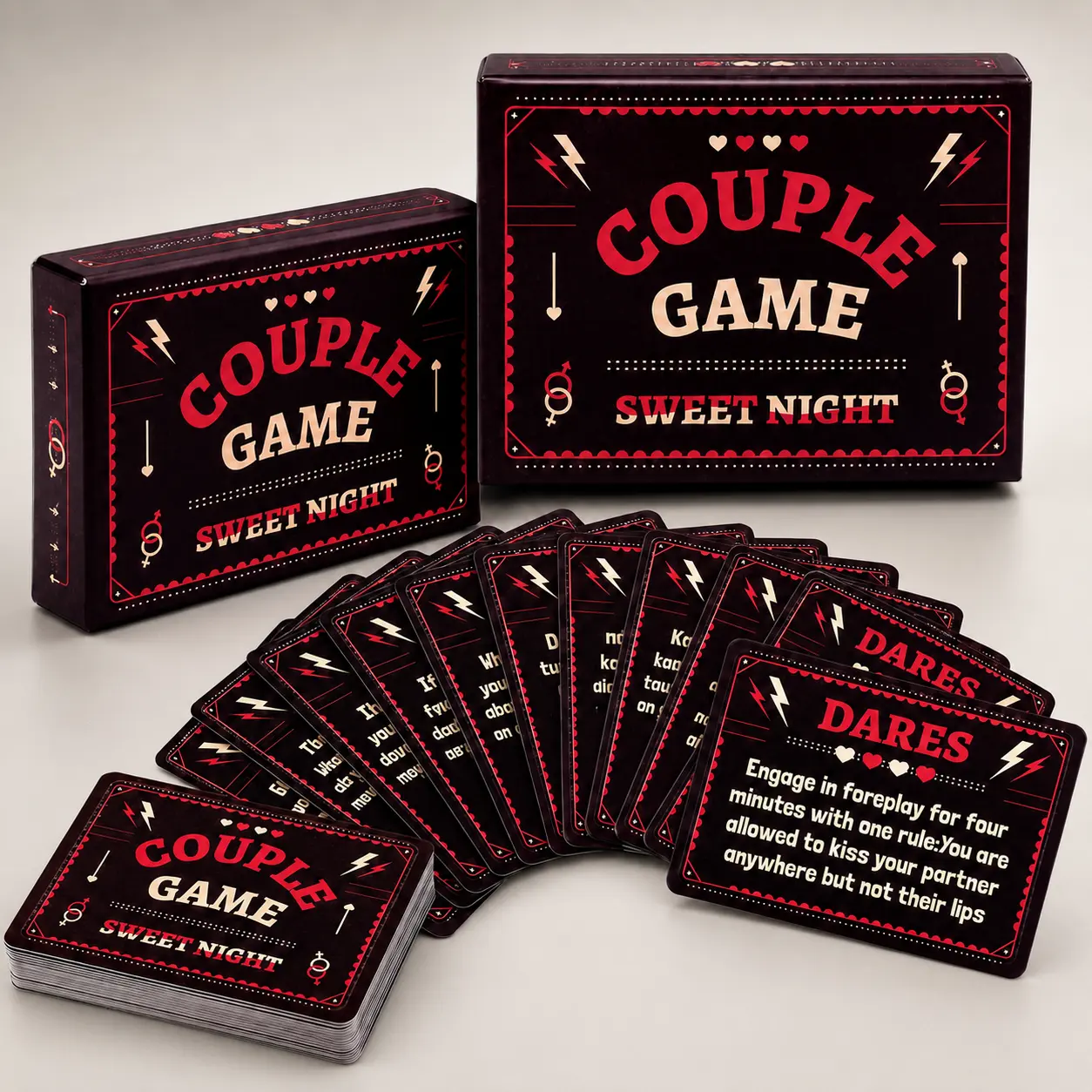 50 Premium Double-Sided Truth or Dare Couples Playing Cards - Safe Materials, Romantic Adult Date Night Game for Relationships, Ages 12+, 12 Years Above Valentine's Day Anniversary Gift for Deep Conversations, 50 Premium Double-Sided Cards