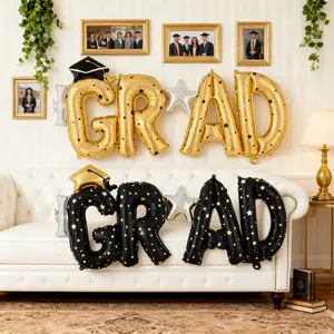 63 Inch Large Grad Letter Aluminum Foil Balloon, Graduation Party Decoration, Indoor Outdoor Setup, Grad Season Theme Decorations
