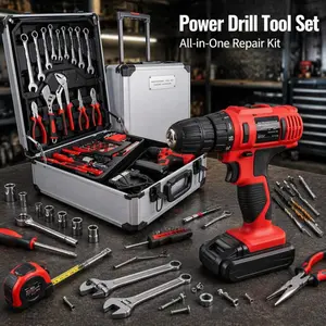 Complete Household Repair Kit with Wrenches, Pliers, Socket Set, Drill Bits, Screwdriver Bits & Accessories, Organized in a Durable Lockable Wheeled Aluminum Trolley Case for Wood, Metal & Home DIY Projects
