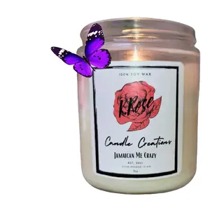 K. Rose Jamaican Me Crazy Scented Candle - 100% Soy Wax, Bold Fruity Aroma with Pineapple, Coconut & Citrus Notes, Handmade, Freshener, Decor - Perfume, Fragrance, Tropical