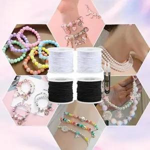 [1968.5in Sturdy Elastic String] Elastic String for Bracelets, 1 mm/1968.5in Sturdy Stretchy Elastic Cord for Jewelry Making, Necklaces, Beading(black&white)