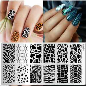 1pc Nail Art Stamping Plate Animal Print Zebra Snake Crocodile Pattern, Wild Vibe Nail Stamping Tool for Manicure Salon or DIY naild Tools