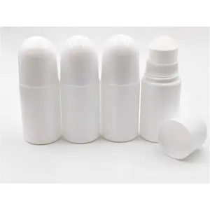 PrimPick 1.7oz /50mL Roll-on Bottles Empty Refillable Roller White Plastic Anti-perspirant Roller Ball Perfume Bottles for DIY Deodorants, Essential Oils, and Fragrances