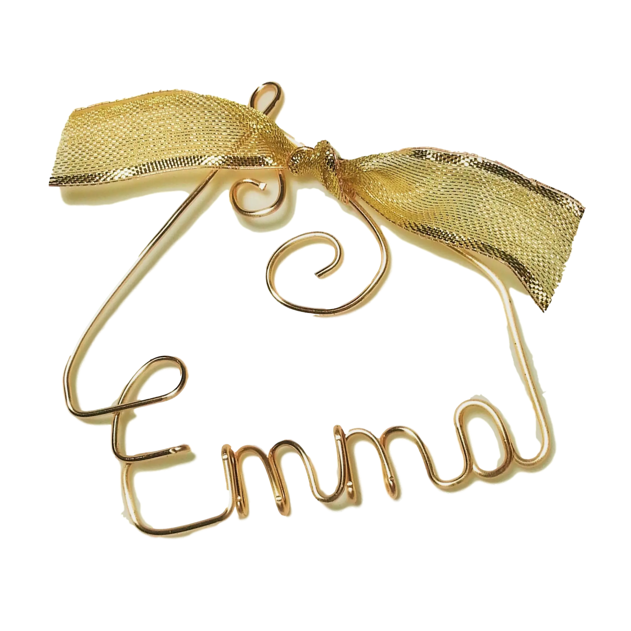 L. JENKINS DESIGNS Personalized Christmas Ornament Gold Copper Wire 3.5x3 Inches Handcrafted Non-Tarnish Wire Any Name Up to 9 Letters Gift Decor for Holiday Tree
