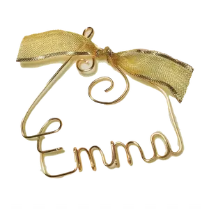 L. JENKINS DESIGNS Personalized Christmas Ornament Gold Copper Wire 3.5x3 Inches Handcrafted Non-Tarnish Wire Any Name Up to 9 Letters Gift Decor for Holiday Tree