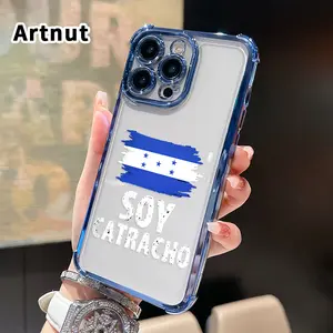 Honduras Flag Art Mobile Phone Case for iPhone 17 16 Pro Max 15 Plus 14 13 12 11 E Air Four Corner Anti-drop Shockproof Non-slip Silicone Transparent Protective Cover