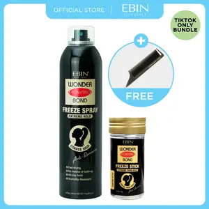 EBIN Wonder Ponytail Bond Extreme Hold Duo – Freeze Spray + Freeze Stick + FREE Styling Brush | Extreme Hold, Sleek Finish, Fine Hair, Long-Lasting Control
