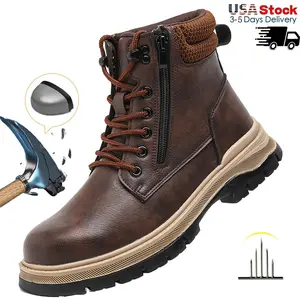 New Fashion Men Steel Toe Cap Shoes For Men non-slip Work Shoes Protective Working Shoes Male Footwear Security Sneakers Indestructible Shoes Construction Work & Daily Wear Fathersdaygift Boy Closed Worker anti-stabbing property