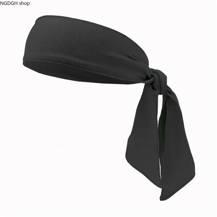 Women's Black Tie-Back Headband Scarf - Athleisure Sports Headbands, Wide Solid Black Adjustable Tie-Knot, Lightweight Soft Breathable Stretch Fabric Hair Accessory for Daily Casual, Summer Beach Looks