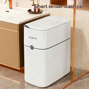 Touchless Bathroom Smart Senor Trash Can，Bathroom Intelligent Sensor Garbage Bin, Waterproof, Space Saving, Ultra-Thin Design，Suitable for Various Rooms Such as Living Room, Kitchen, Bedroom, Office, etc