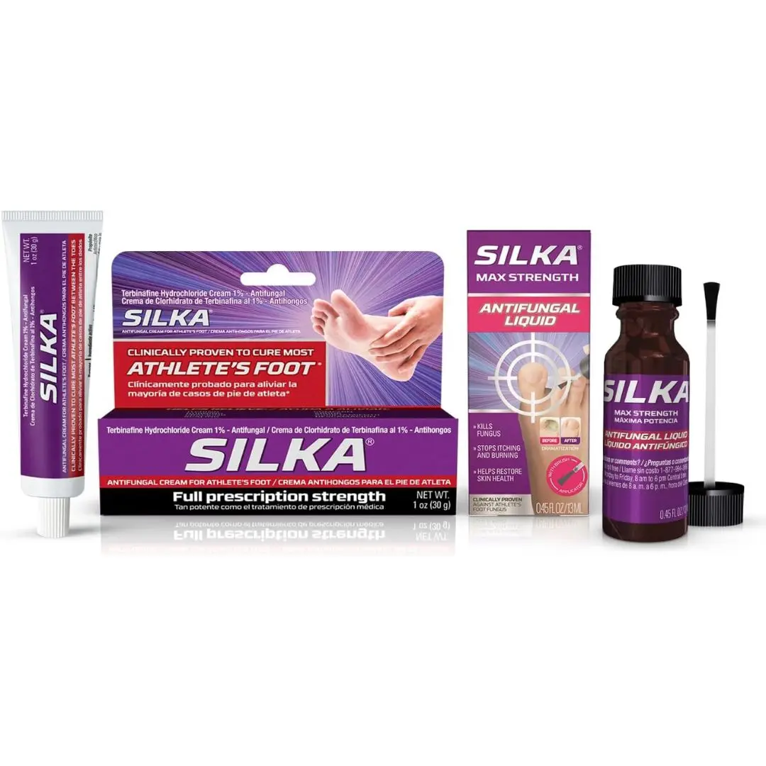 Silka Max Strength Antifungal Liquid & Cream Set - Powerful Relief for Toenail Fungus, Athlete's Foot, and Ringworm, Itch and Burn Relief - Bundle