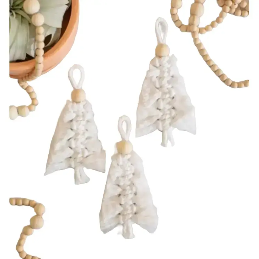 Macrame Christmas Tree Ornaments, Macrame Ornaments, Set of 3 Ornaments