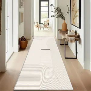 Cream Style Geometric Pattern Long Strip Carpet, Ultra Soft Washable Runner Rug for Hallway Living Room Bedroom Balcony Kitchen Entrance, Machine Washable Rug