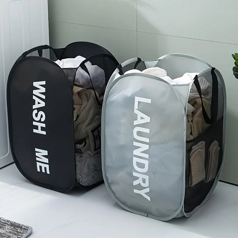 Foldable clothes storage basket with handle, Mesh washing machine suitable for laundry, bathroom, dormitory, Space saving, Collapsible Laundry Hamper, Laundry room organiser, Laundry Baskets