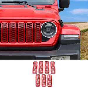 Front Honeycomb Mesh Grille Inserts Trim for 2024+ Jeep Wrangler JL/Gladiator JL/JT Series, DIY Install Honeycomb Grid, Vehicle Accessories, Body Kit Exterior Upgrade