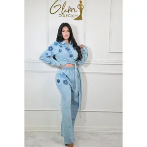 Denim flower set