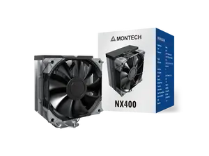 MONTECH NX400 - CPU Air Cooler, Single Tower, 4 Advanced Heat Pipes, 52-fin Heat Sink, E28, 120mm FDB Static Pressure Fan, 28mm Fan Thickness, Corner-cover Footpads, Polished Top Cover - Black