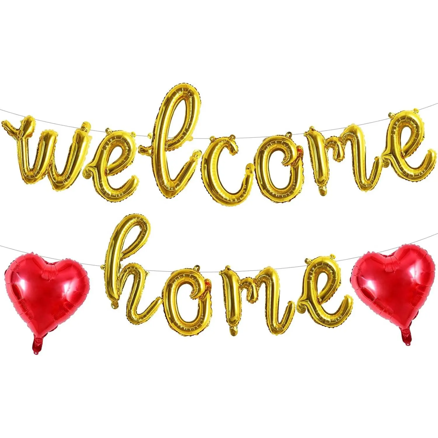 Welcome Home Balloons,Gold Cursive Welcome Home Foil Balloons Banner 16 Inch Welcome Home Party Decorations for Homecoming Party Decorations House Warming Party Family Gathering Supplies