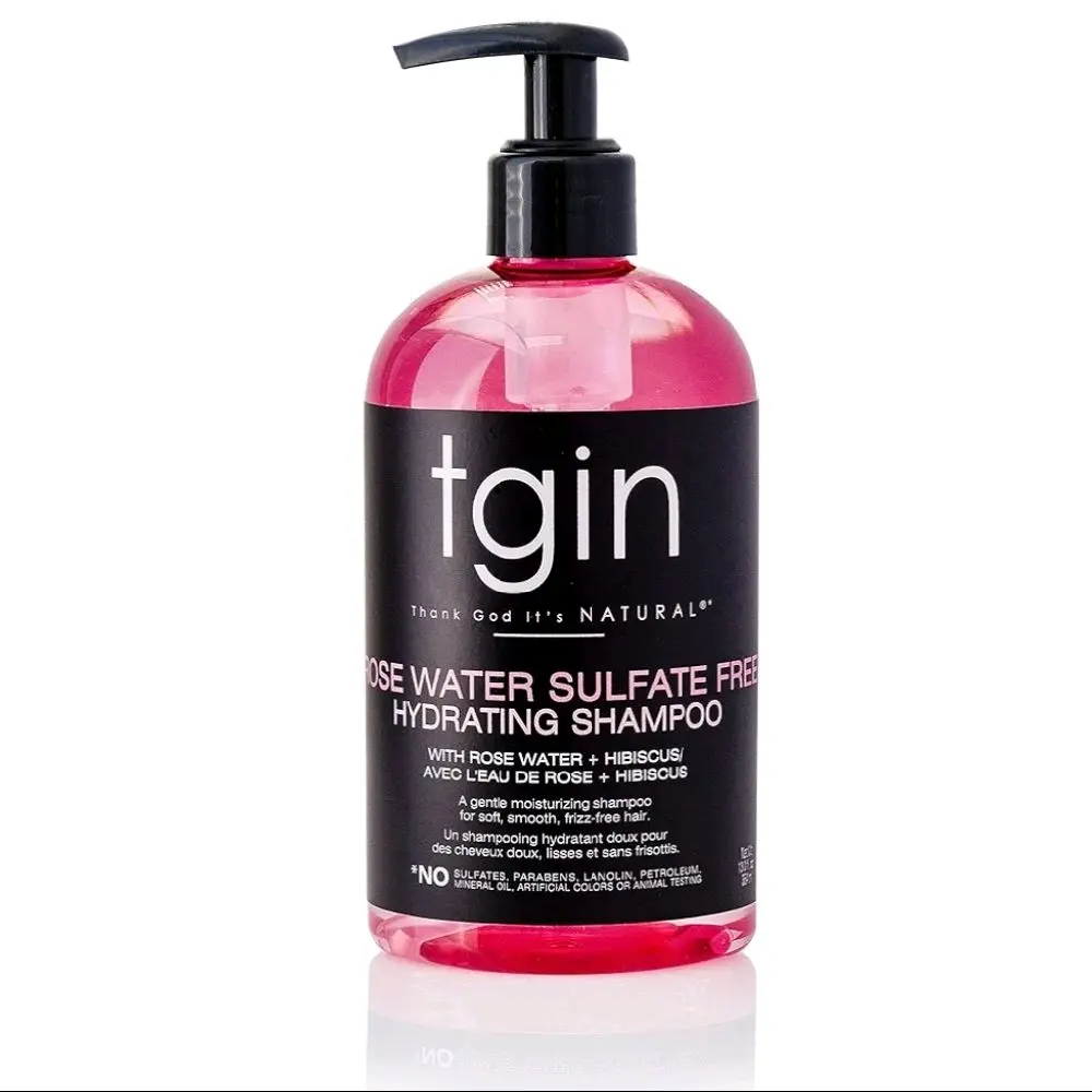 Tgin Rose Water Sulfate-Free Hydrating Shampoo for Curly, Coily, and Wavy Hair - No Sulfates, No Parabens, No Alcohol