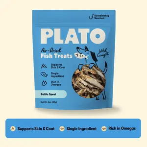 Plato Air-Dried Single Ingredient Skin & Coat Fish Treats Combo, Herring & Sprat
