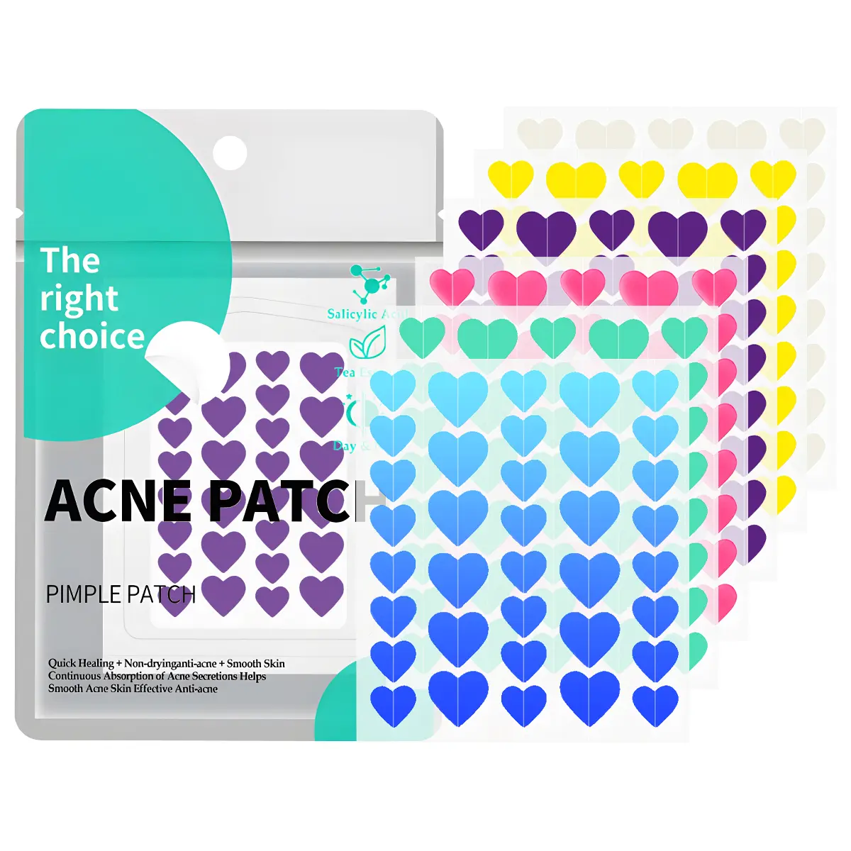 216 Heart-Shaped Pimple Patches, Hypoallergenic Hydrocolloid Acne Spot Treatment with Tea Tree Oil & Salicylic Acid, Blemish Clearing Dots for All Skin Types, Acne Clearing Products, Peel, Heart Style 216Pcs, Shopping