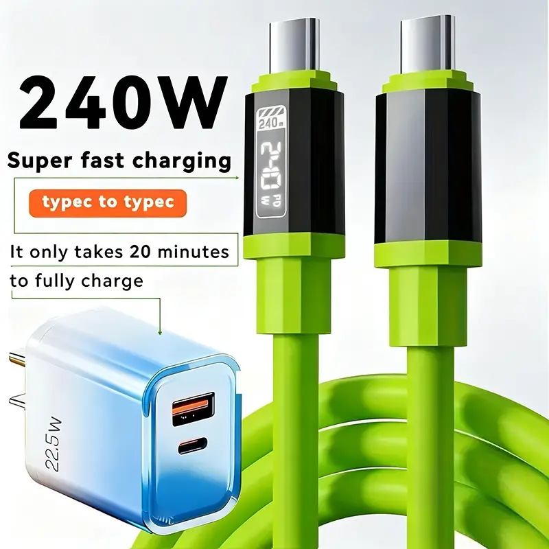 Buy 1 Get 1 Free 240W Fast Charging Cable Mobile Data Cable Smart Quick Charge High-Power Compatible with Apple Type-C Charging for Smartphone & Cellphone Electronic Device Charger,back to school,back to school haul