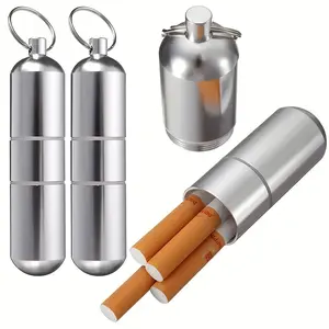 Pack Of 2 Waterproof Mini Portable Cigarette Case Holder With Key Ring Pill Box Toothpicks Storage Container Multipurpose For Home Use Portable
