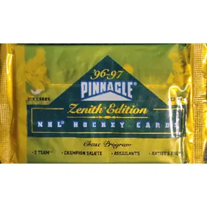 1996-97 Pinnacle Zenith Edition Ice Hockey Card Pack - 6 Cards, 1996-97 Season, Mid-90s Design, Ideal for Quality-Prioritizing Collectors