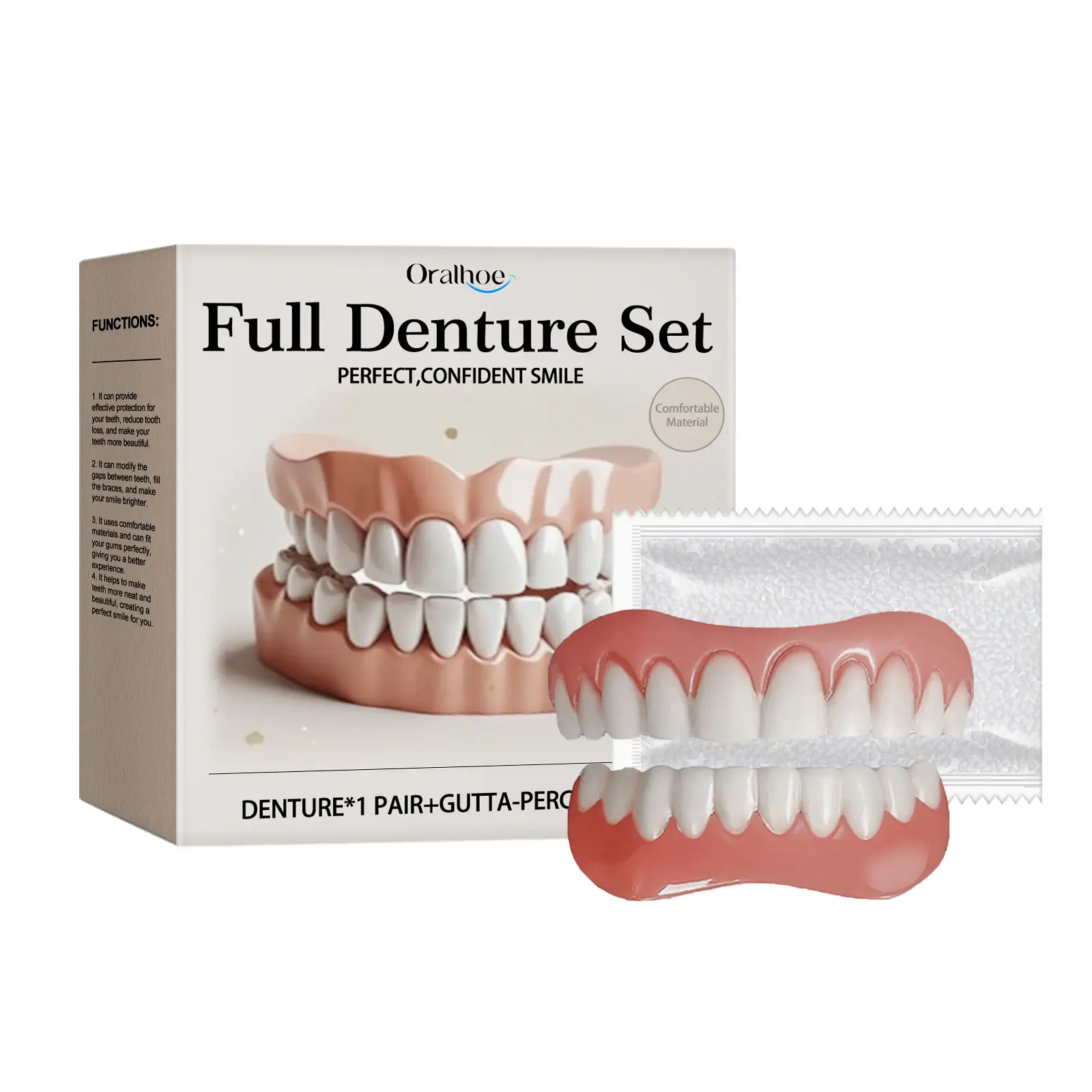Oralhoe Cosmetic Teeth Veneer Set, Decorative Teeth Covers for Gaps, Instant Smile Beauty Kit