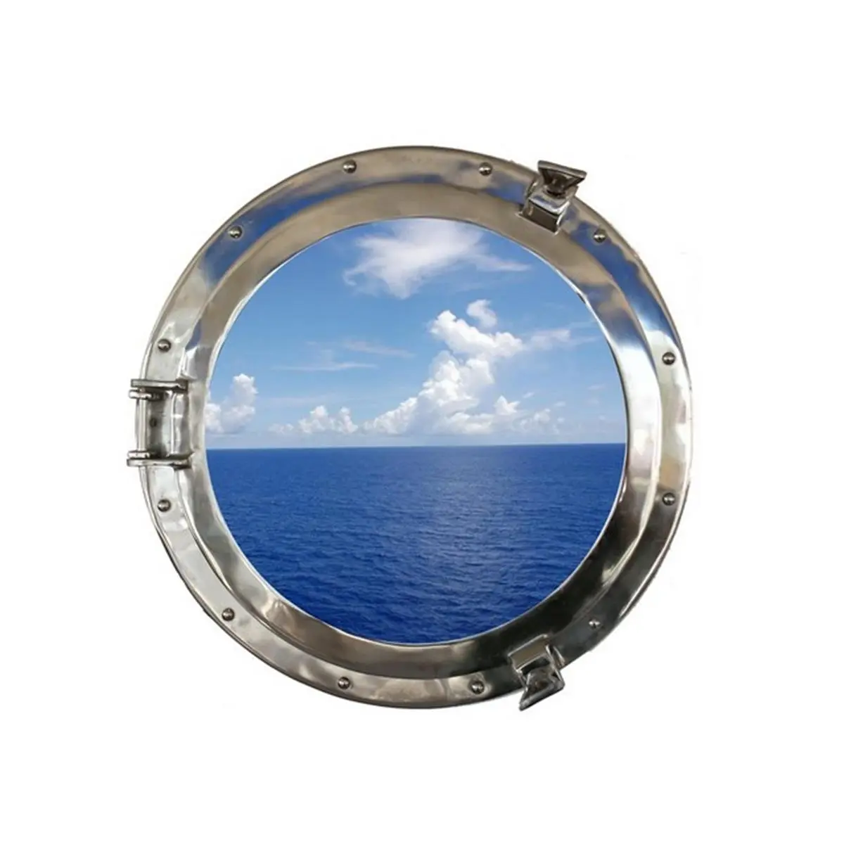 Handcrafted Antique Round Mirror, MC-1965-20 CH-W Chrome Decorative Ship Porthole Window for Room Wall, 20 in.
