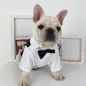 Small Dogs with Bowtie Tuxedo Stylish Pet Costume Gentleman Dog Suit Formal Shirt for