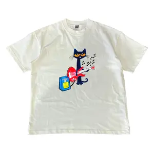Pete the Cat Playing Guitar Shirt, Baby Tee Graphic Shirt - Menswear Top Tshirt Streetwear  party's shirt
