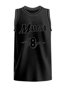 Men's Basketball Jersey 8-24 BLACK Vintage Embroidered Casual Training Tee V Neck Short Sleeve, Loose Fit, All Seasons, H Type Silhouette Sports Top