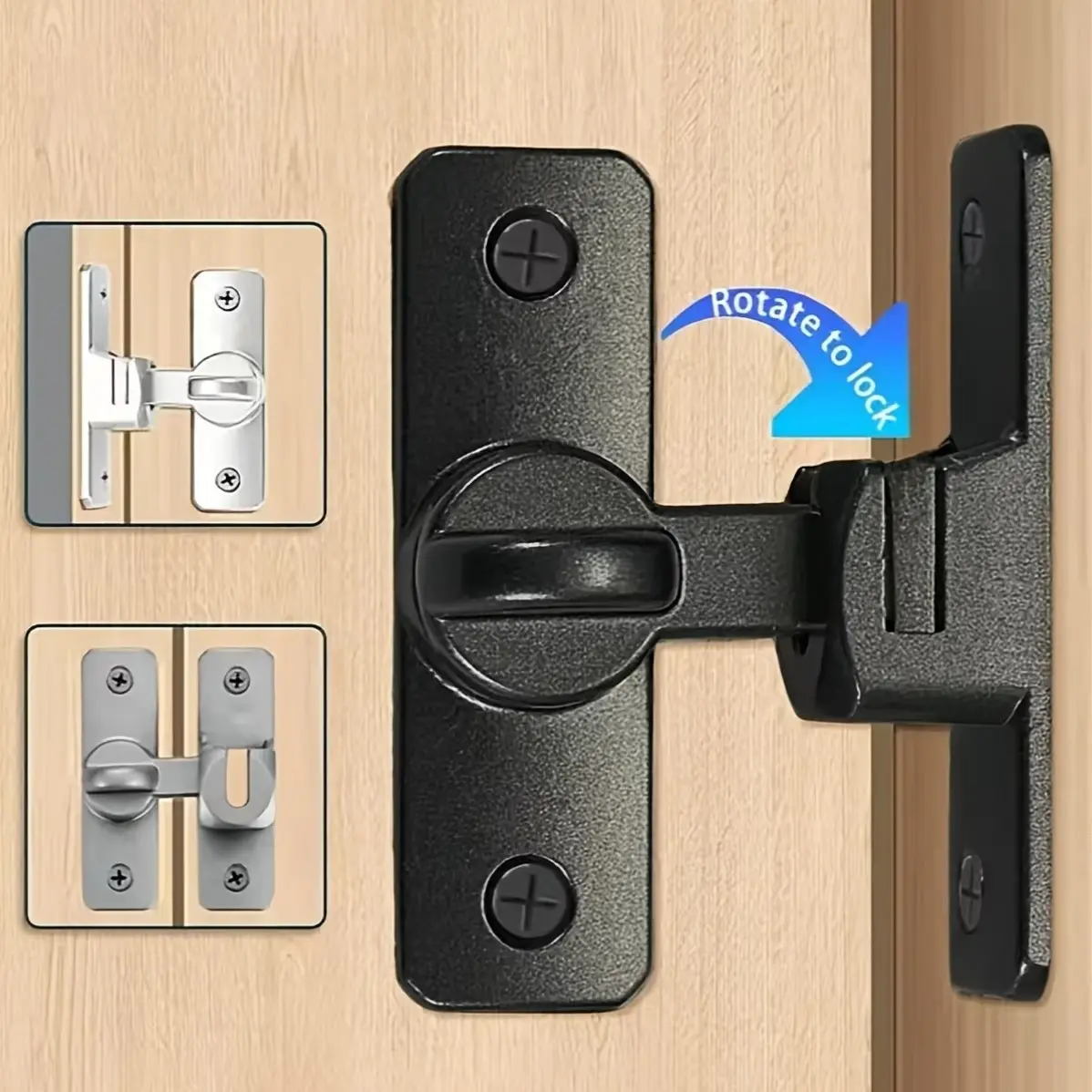 Sturdy Metal Padlocks, 90/180° Rotating Security Locks, Door Lock, Door Hardware, Ideal for Barn & Bathrooms, Durable Zinc Alloy Design, Anti-Pry Safety
