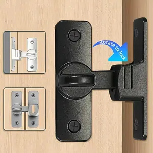 Sturdy Metal Padlocks, 90/180° Rotating Security Locks, Door Lock, Door Hardware, Ideal for Barn & Bathrooms, Durable Zinc Alloy Design, Anti-Pry Safety