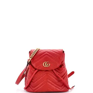 Pre-owned GUCCI Leather Backpacks GG Marmont Drawstring Backpack Matelasse Mini by Rebag