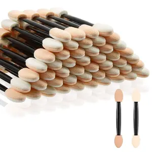 Eyeshadow Applicators Double Sided, 50PCS Eyeshadow Brush 2.4 Inch Makeup Applicator Sticks for Women Girls, Black