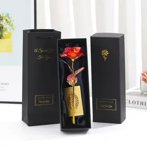Gold Foil Flower Gift Box, Valentine's Day Present, 24k Gold Foil Rose Artificial Flowers, Perfect for Birthdays & Special Occasions