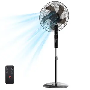 16" Pedestal Fan with Remote, 3-Speed, 80° Oscillating, Height Adjustable, 15H Timer, Quiet Energy-Efficient