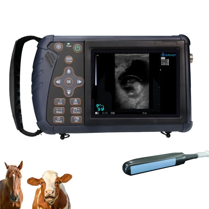 Dawei S1 Digital Portable Vet Ultrasound Machine - 6.5MHz Rectal Probe, Ultrasound Tool, Large Animals Pregnancy Check, 14V Charging Interface, Left/Right Mirror, Body Markers, Grid, Contrast, Multi-Language UI, 24 Pseudo-Color Processing (Cattle Focused)