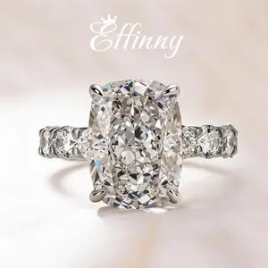 Effinny 9.0ct/4.5ct Gorgeous Elongated Crushed Ice Cushion Cut Engagement Ring In Sterling Silver, 5A Grade Cubic Zirconia Women's Promise Ring, Anniversary Ring for Women