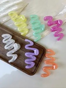 Plain Color Wave Design Hair Claw, Casual Versatile Claw Clips for Women & Girls, Suitable for Thick Hair, Updo, Fashion Hair Accessories for Party, Daily Decor, Cute Gifts for Girlfriend, Synthetic Claw Clip, Resin Hair Clips, Hair Claws Set