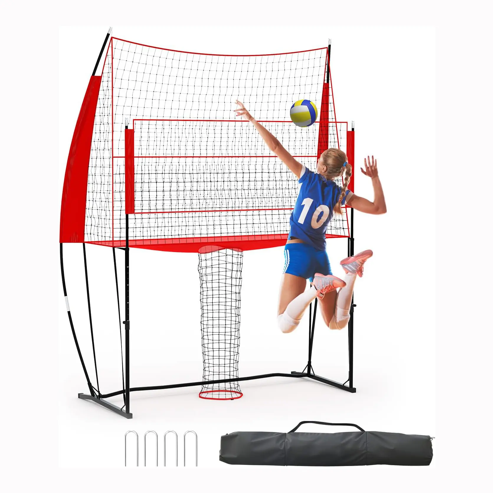 Volleyball Net System 8x11 Ft, Adjustable Height(6.5–8ft), Portable & Durable Net Set with Carrying Bag, Quick Assembly for Outdoor Indoor Practice