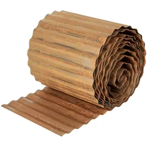 GAOMON Corrugated Garden Edging, 8"× 20Ft Galvanized Steel Landscape & Lawn Edging Border, Metal Garden Border for Flower Beds Garden Lawn,Rusty