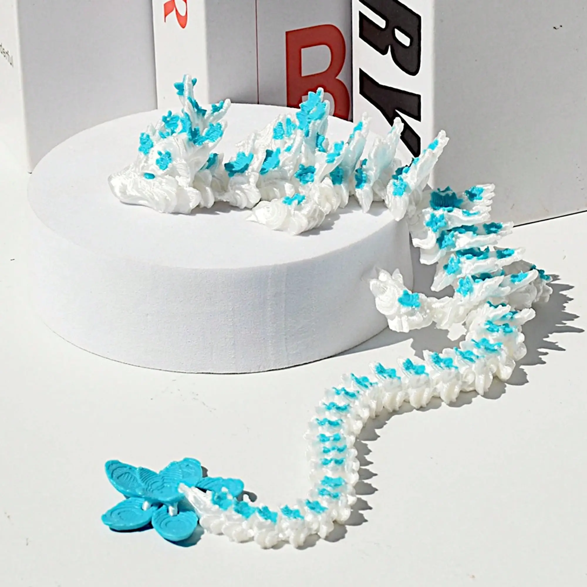 Vibrant 3D Printed Cute Dragon Model - Plastic Animal Figurine with Posable Joints - Creative Desktop Decoration Sculpture - Charming Mini Wildlife Art - Perfect Gift for Animal Lovers and Collectors